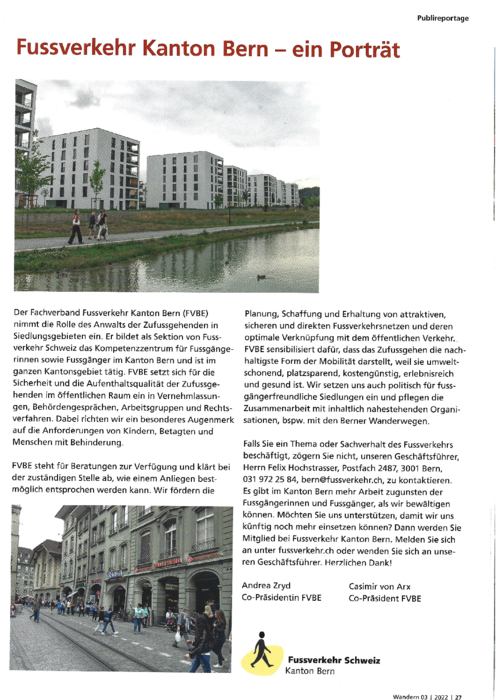 thumbnail of Porträt Fussverkehr Kanton Bern in Wandern 03, 2022, S. 27[54]