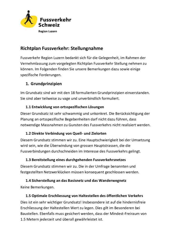 thumbnail of Richtplan Fussverkehr_Stellungnahme Fussverkehr Region Luzern